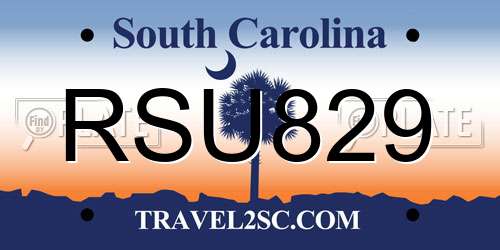 RSU829 South Carolina License Plate