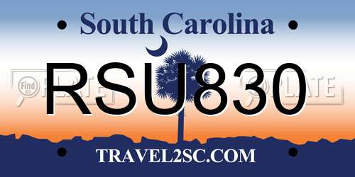 RSU830 South Carolina License Plate