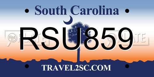 RSU859 South Carolina License Plate