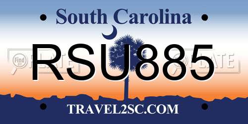 RSU885 South Carolina License Plate
