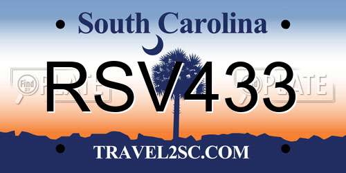RSV433 South Carolina License Plate