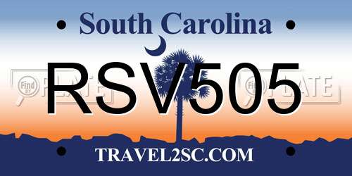 RSV505 South Carolina License Plate