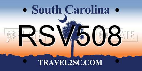 RSV508 South Carolina License Plate