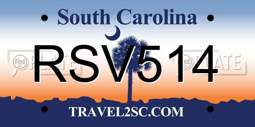 RSV514 South Carolina License Plate