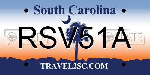 RSV51A South Carolina License Plate