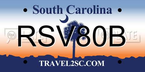 RSV80B South Carolina License Plate
