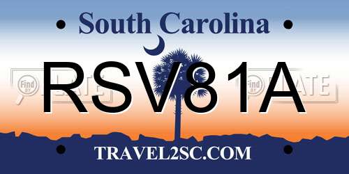 RSV81A South Carolina License Plate