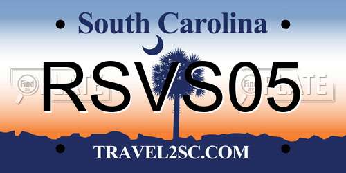 RSVS05 South Carolina License Plate