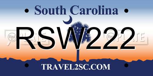 RSW222 South Carolina License Plate