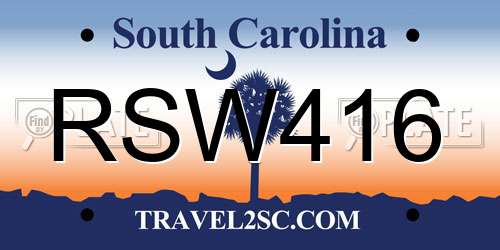 RSW416 South Carolina License Plate