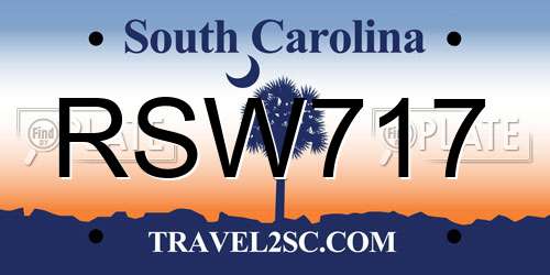 RSW717 South Carolina License Plate