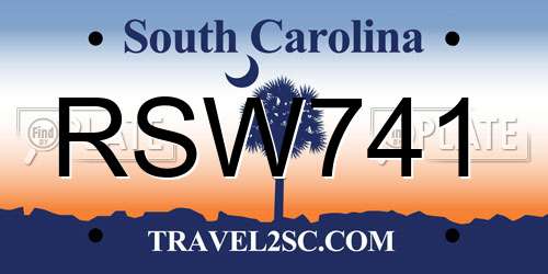 RSW741 South Carolina License Plate