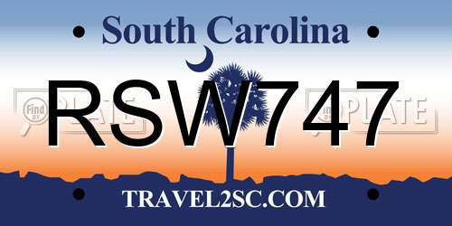 RSW747 South Carolina License Plate