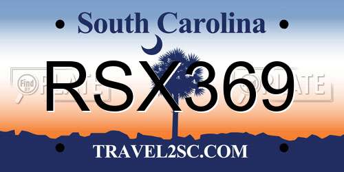 RSX369 South Carolina License Plate