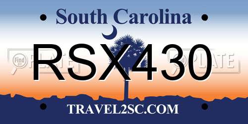 RSX430 South Carolina License Plate