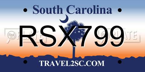RSX799 South Carolina License Plate