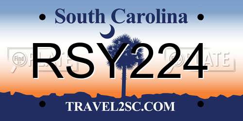 RSY224 South Carolina License Plate