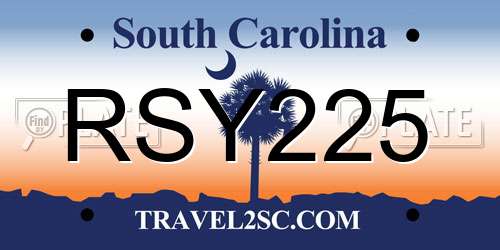 RSY225 South Carolina License Plate