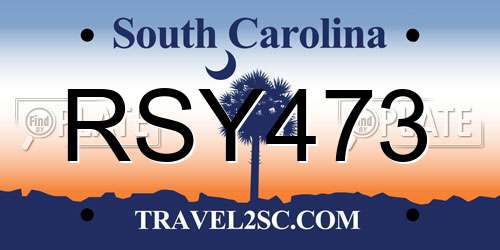 RSY473 South Carolina License Plate