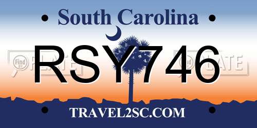 RSY746 South Carolina License Plate