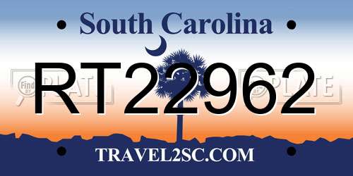 RT22962 South Carolina License Plate