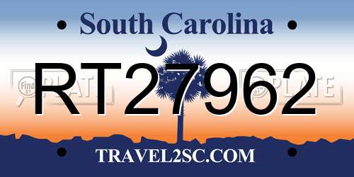RT27962 South Carolina License Plate