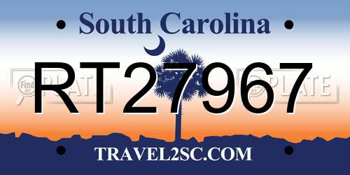 RT27967 South Carolina License Plate