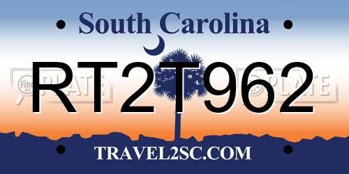RT2T962 South Carolina License Plate