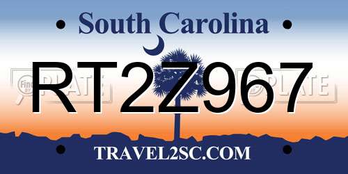 RT2Z967 South Carolina License Plate