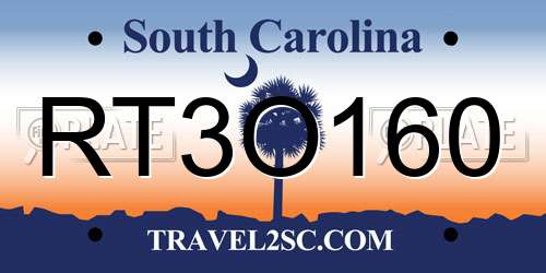 RT3O160 South Carolina License Plate