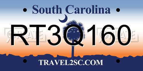RT3Q160 South Carolina License Plate