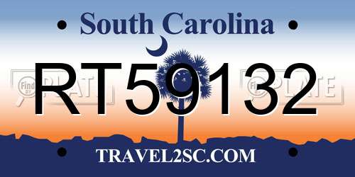 RT59132 South Carolina License Plate