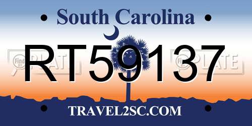 RT59137 South Carolina License Plate