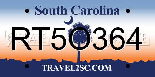 RT5O364 South Carolina License Plate