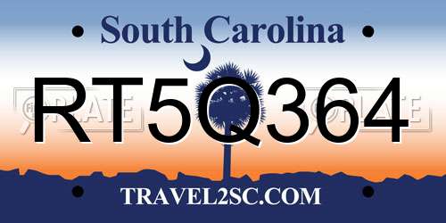 RT5Q364 South Carolina License Plate