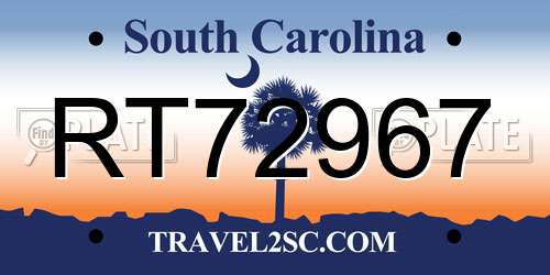 RT72967 South Carolina License Plate