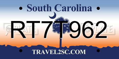 RT7T962 South Carolina License Plate