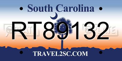 RT89132 South Carolina License Plate