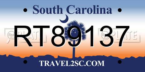 RT89137 South Carolina License Plate