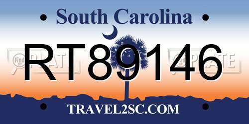 RT89146 South Carolina License Plate
