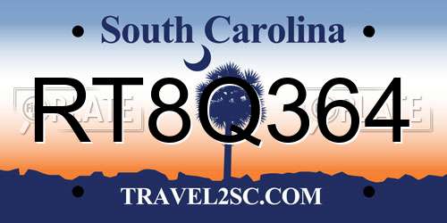 RT8Q364 South Carolina License Plate