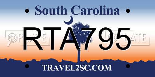 RTA795 South Carolina License Plate