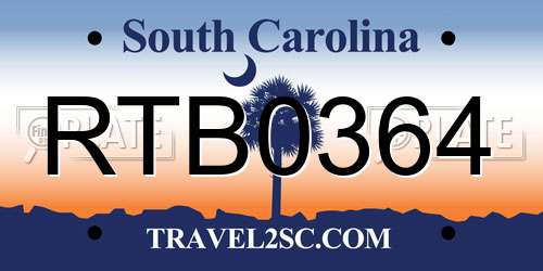 RTB0364 South Carolina License Plate