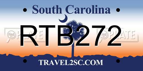 RTB272 South Carolina License Plate