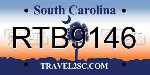 RTB9146 South Carolina License Plate