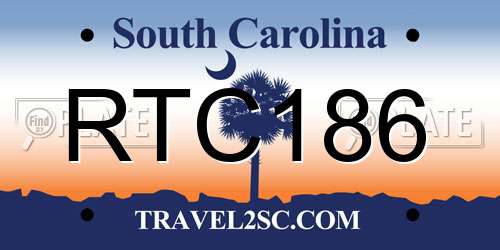 RTC186 South Carolina License Plate