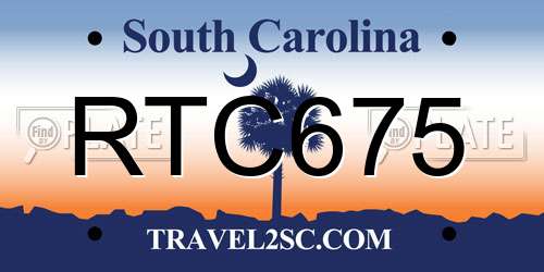RTC675 South Carolina License Plate