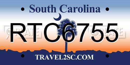 RTC6755 South Carolina License Plate