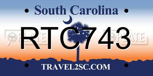 RTC743 South Carolina License Plate
