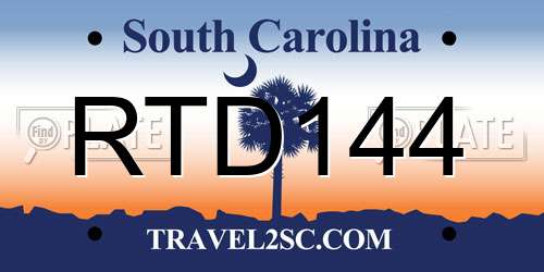 RTD144 South Carolina License Plate